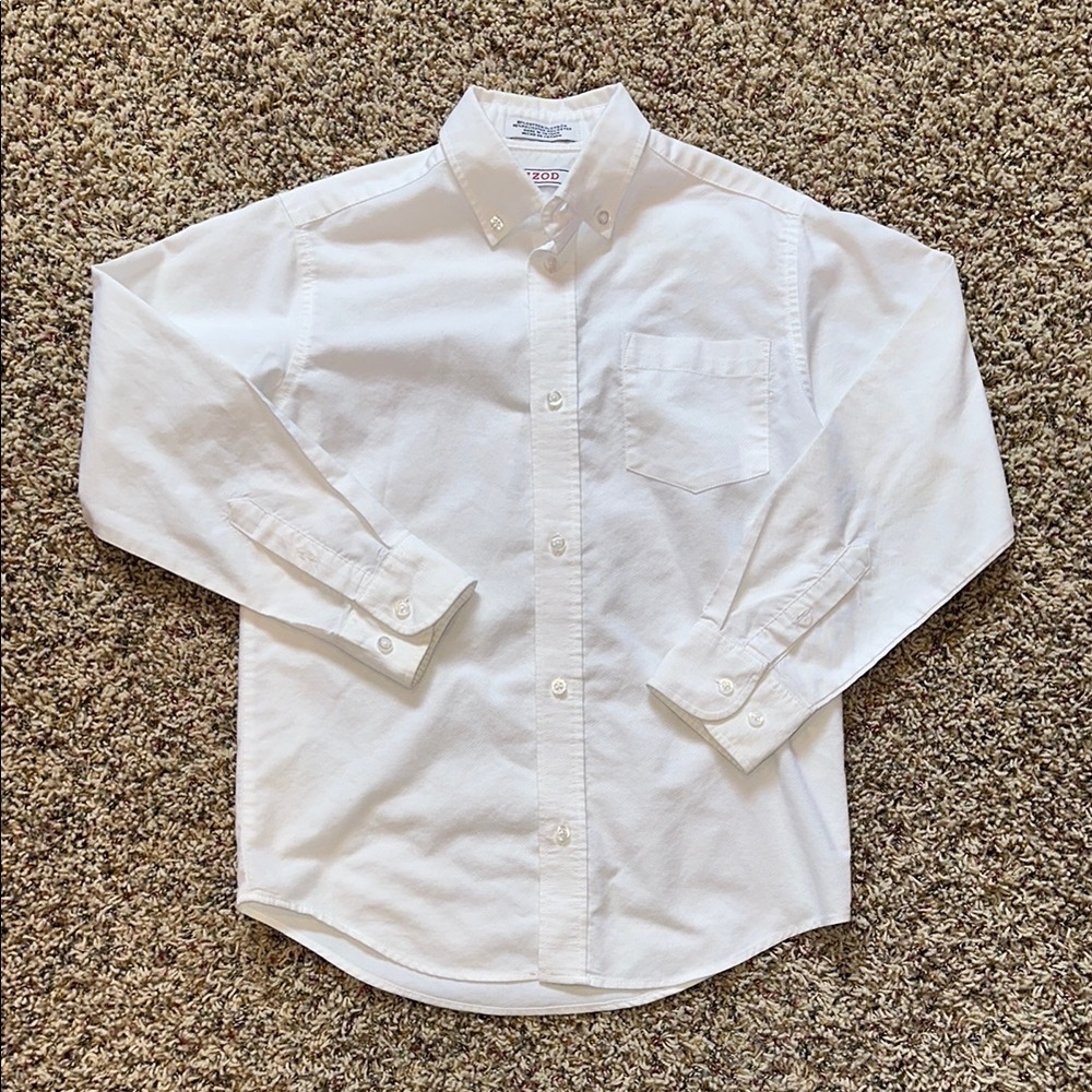 Boys/Kids Vintage Izod White Button Down Shirt Old Money Aesthetic Size Y10